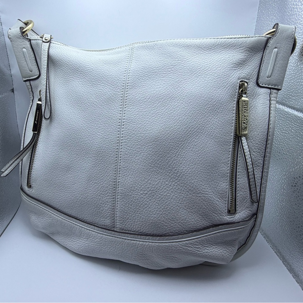 B Makowsky White Leather Shoulder Bag